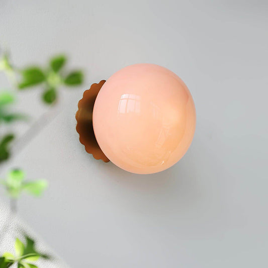 Moderne Metal Væglampe med Lyserød Glasskærm