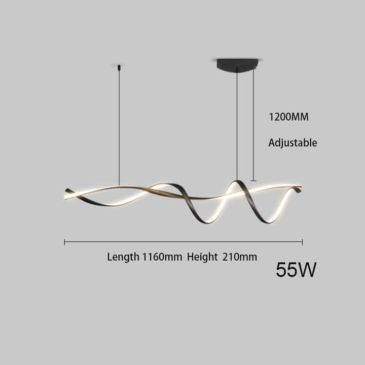 Moderne LED Lysekrone i Sort - 116cm