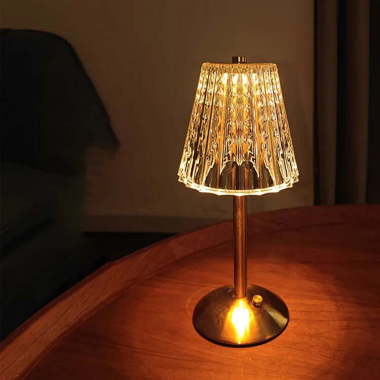 Ledningsfri krystalmetal bordlampe