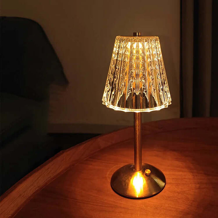 Ledningsfri krystalmetal bordlampe