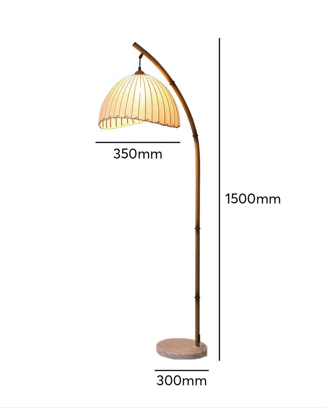 Zen Gulvlampe i Bambus med Stofskærm