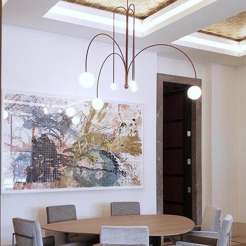 Elegant Pendel Lampe i Glas & Metal - 75/100cm