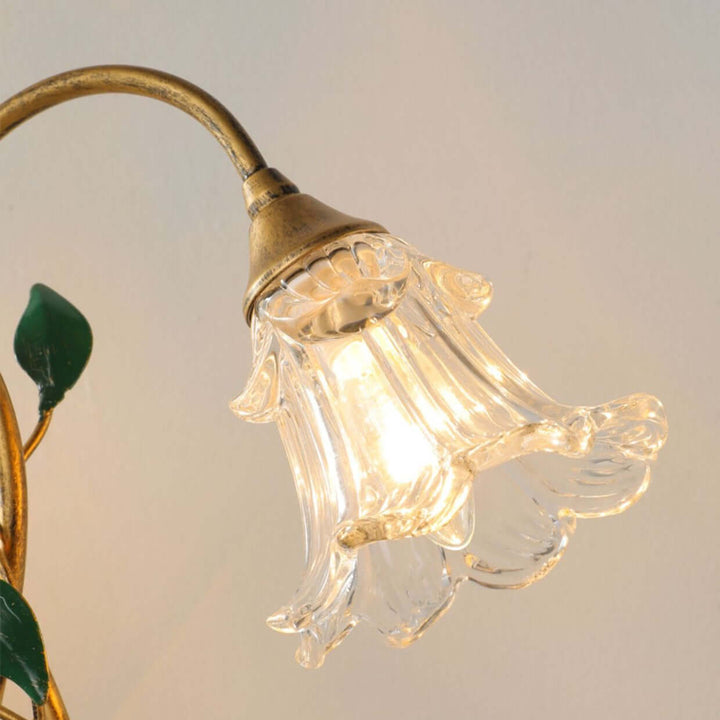 Elegant Blomster Bordlampe i Krystal & Jern