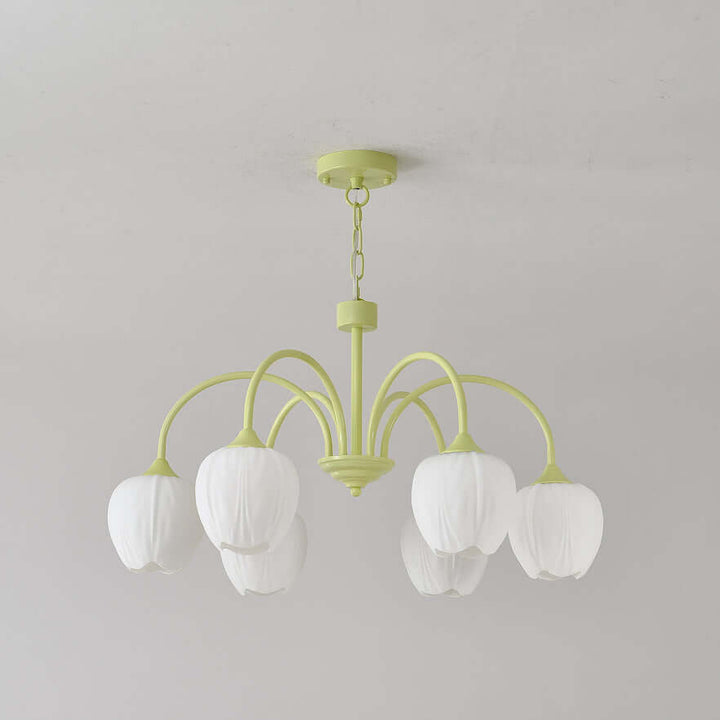 Elegant Matcha Lysekrone i Tulipandesign