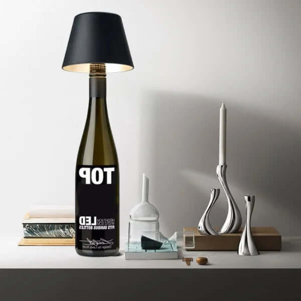 Genopladelig LED Vinflaskelampe