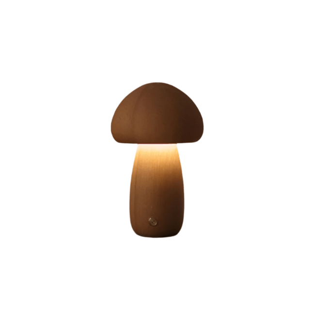Genopladelig Træ-Svampe Bordlampe