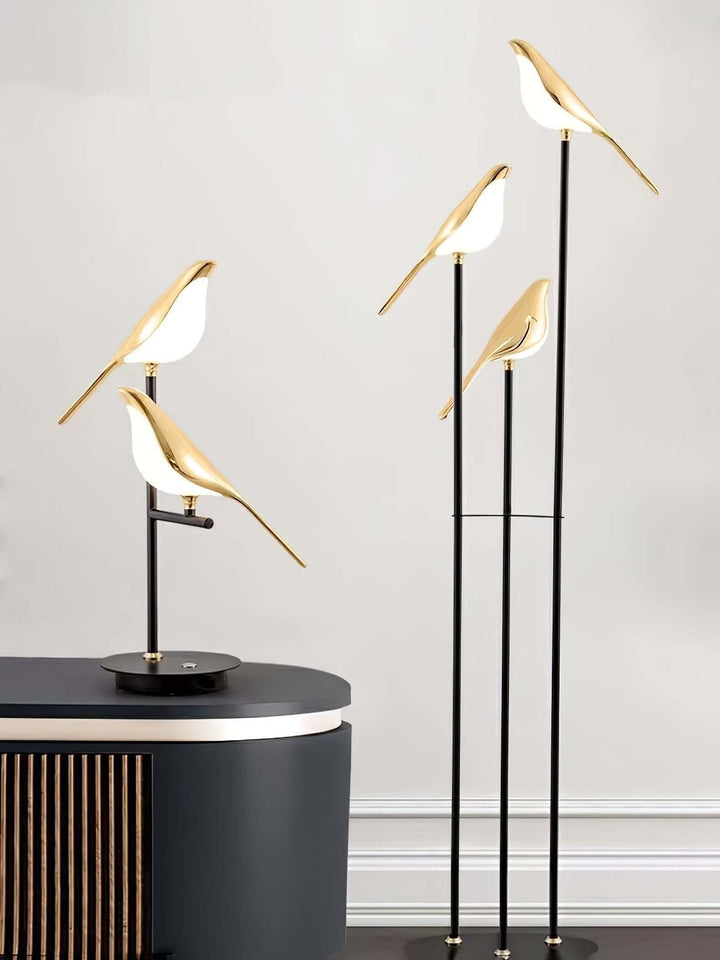Elegant Gulvlampe med Fuglemotiv
