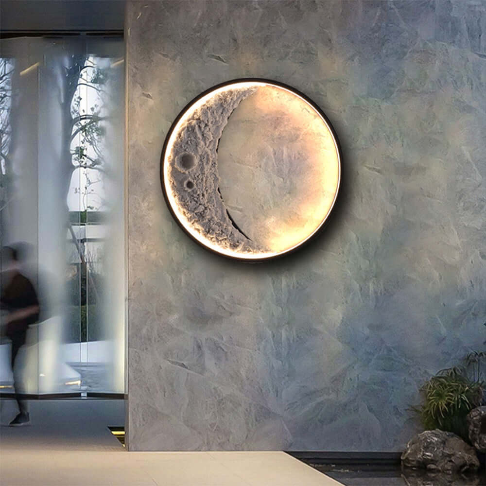 3D Måne Væglampe - 40cm LED Halvmåne Lampe