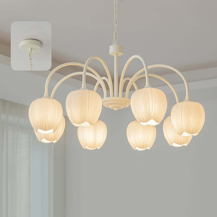 Elegant Matcha Lysekrone i Tulipandesign