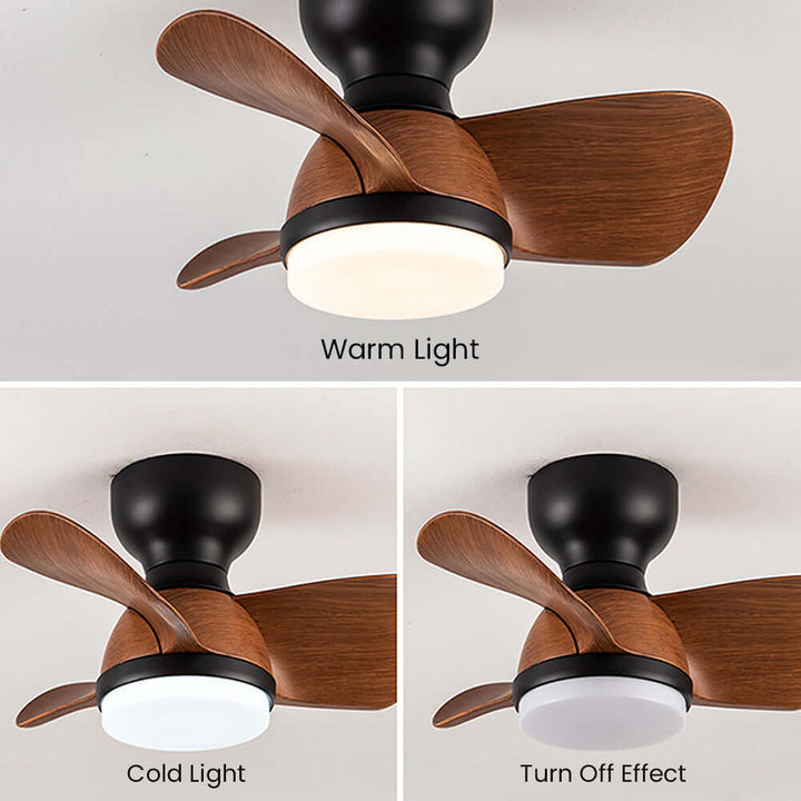 Loftsventilator i træ med LED-lys
