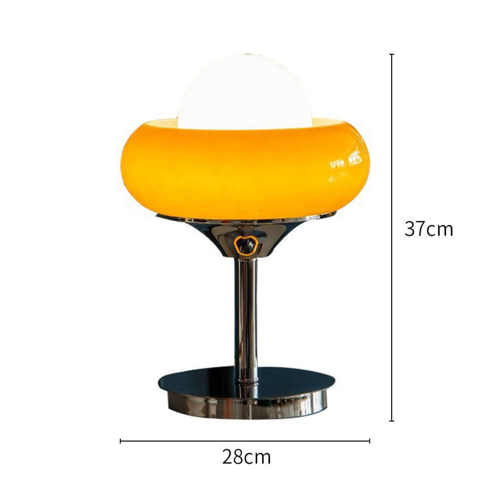 Vintage Bauhaus Bordlampe i Gult Glas