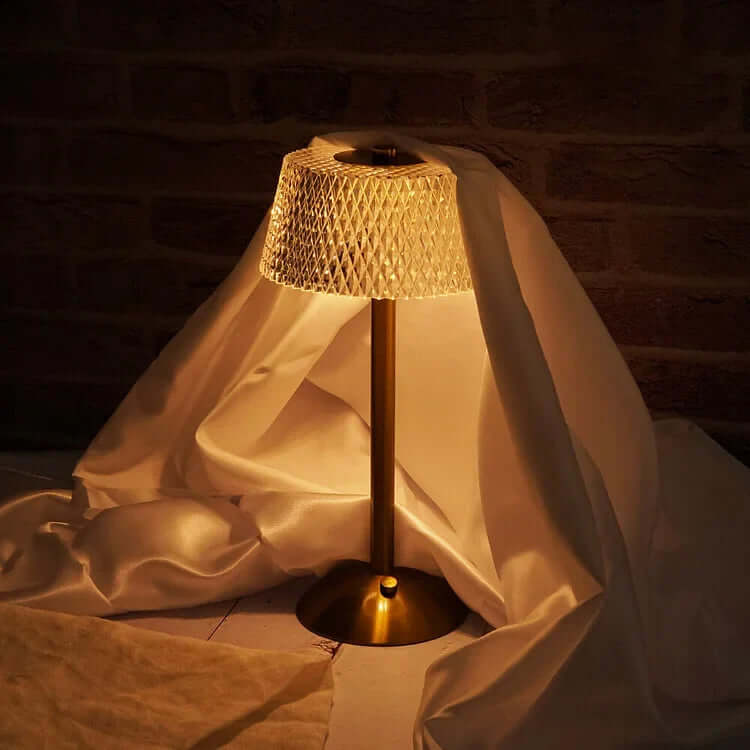 Ledningsfri krystalmetal bordlampe