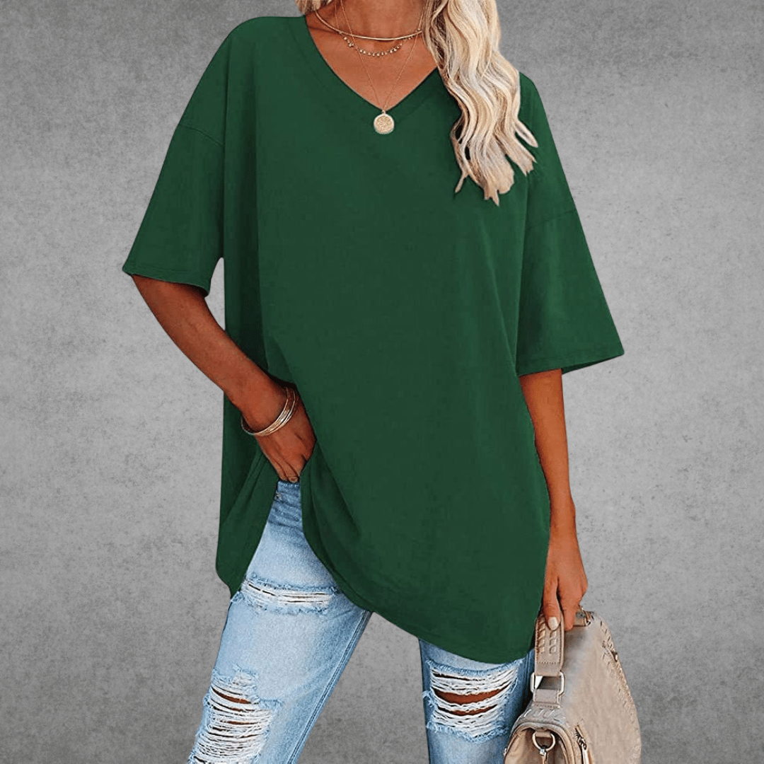"Agnes T-shirt i tidløse farver, elegant design, perfekt til hverdag og afslappede anledninger, women's sweaters & cardigans"