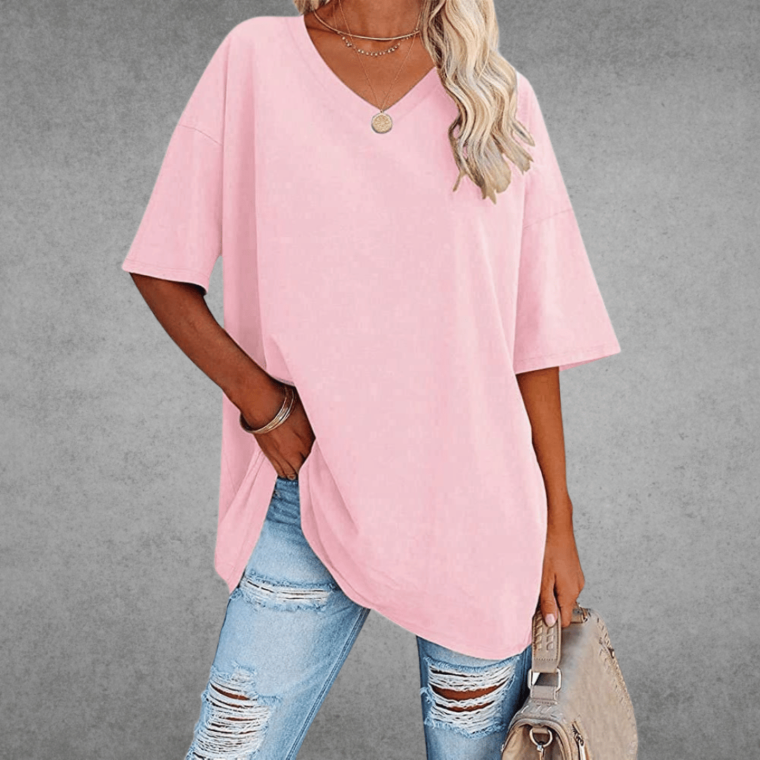 "Agnes T-shirt i tidløse farver, elegant design, perfekt til hverdag og afslappede anledninger, women's sweaters & cardigans"