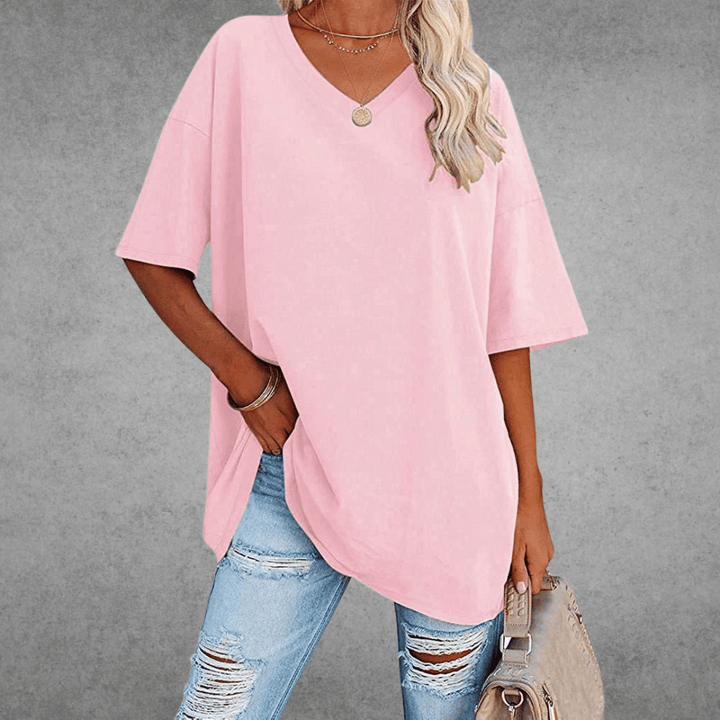 "Agnes T-shirt i tidløse farver, elegant design, perfekt til hverdag og afslappede anledninger, women's sweaters & cardigans"