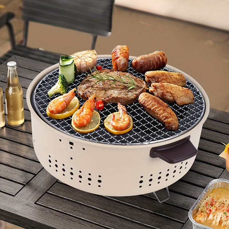 Bærbar elektrisk grill til nem udendørs madlavning med røgfri funktion.