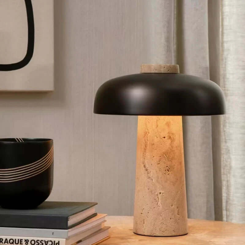 Elegant Travertin Bordlampe - 25cm