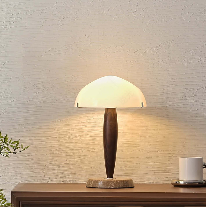 Elegant Bordlampe i Valnød & Marmor
