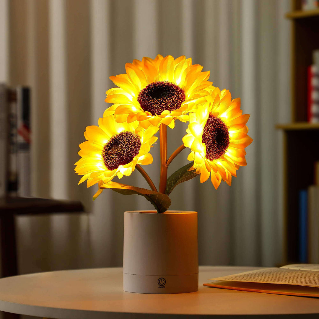 LED Solsikke Lampe - Batteridrevet Bordlampe