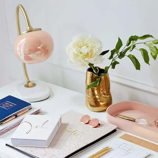 Elegant Bordlampe i Glas og Metal - 28cm