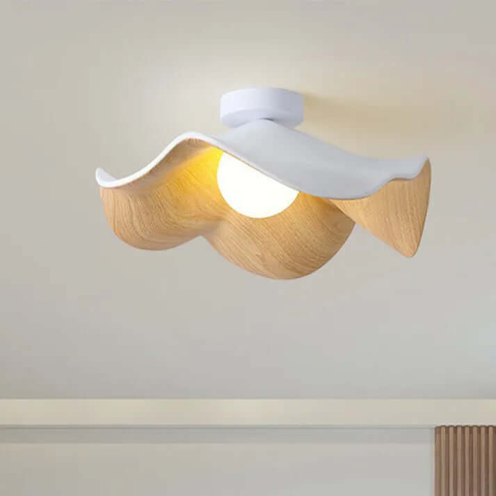 Lotus Loftslampe i Harpiks og Træ