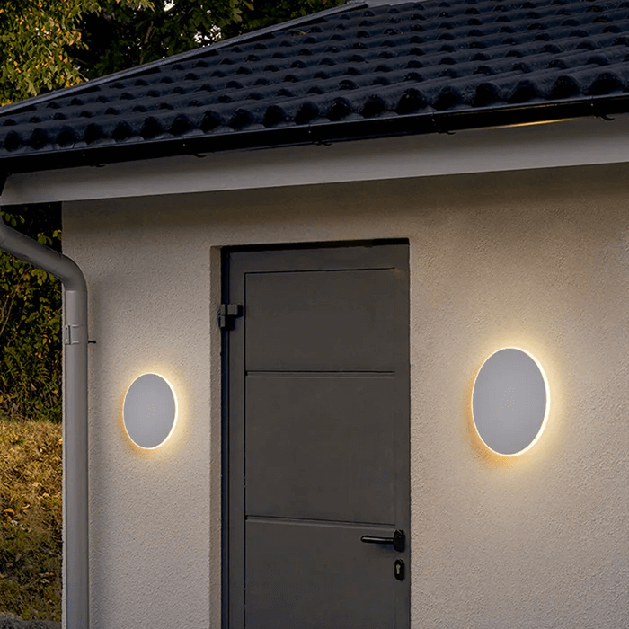 Rund LED-udendørslampe i metal