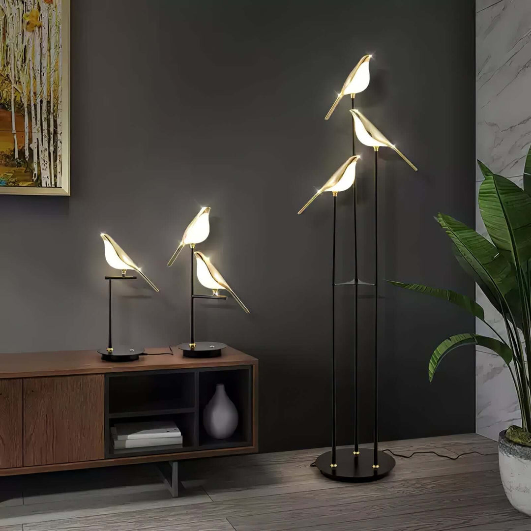 Elegant Gulvlampe med Fuglemotiv