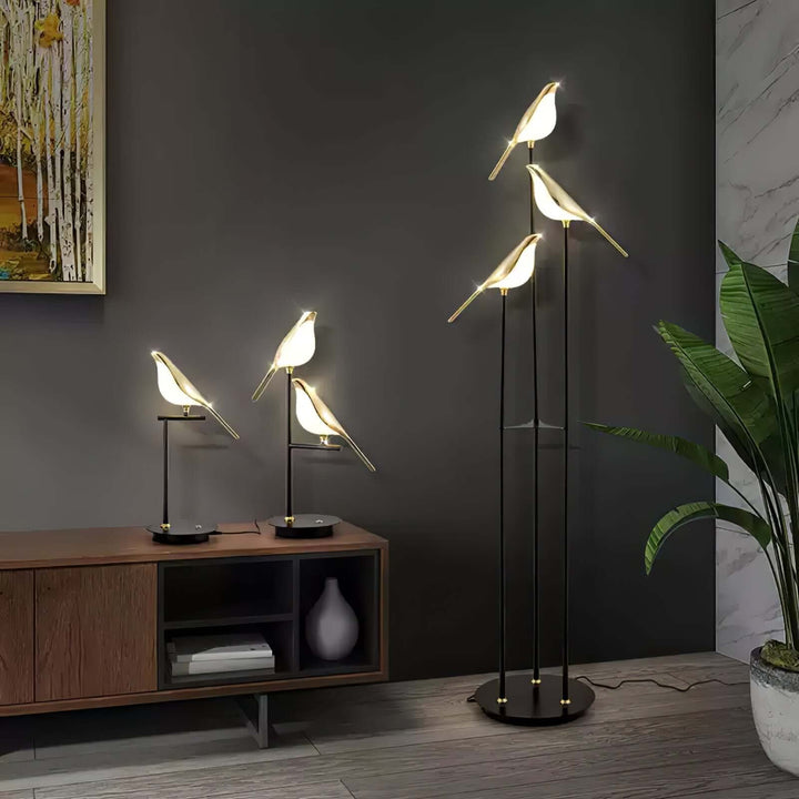 Elegant Gulvlampe med Fuglemotiv