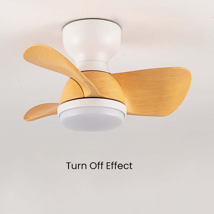 Loftsventilator i træ med LED-lys