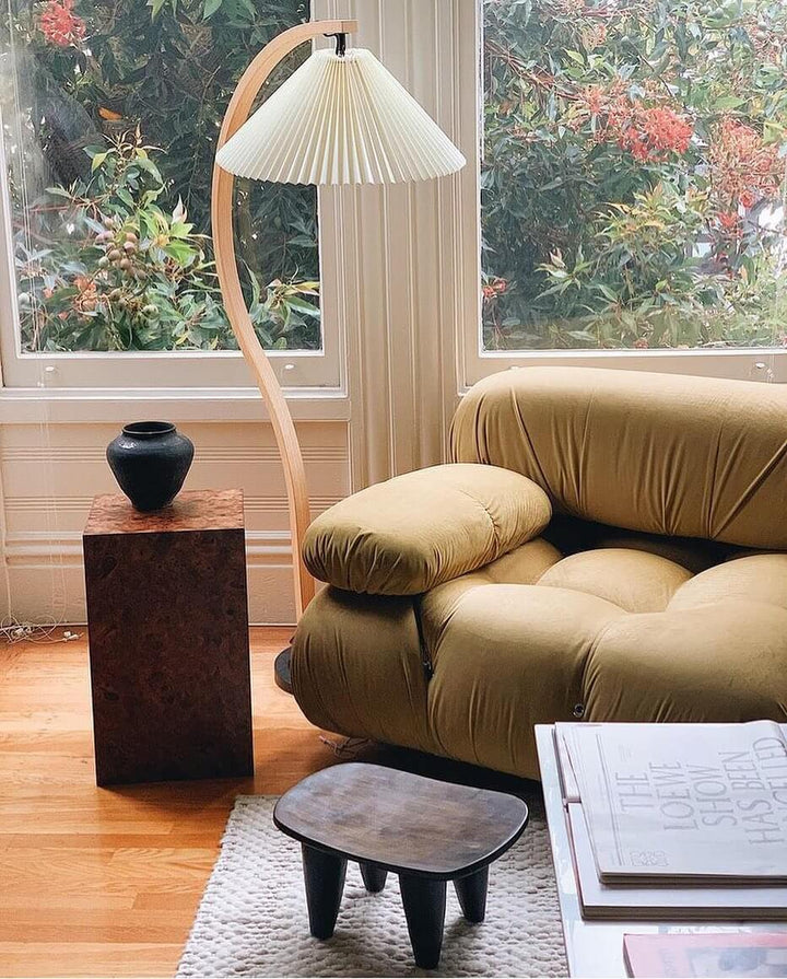 Designer Gulvlampe i Træ & Metal