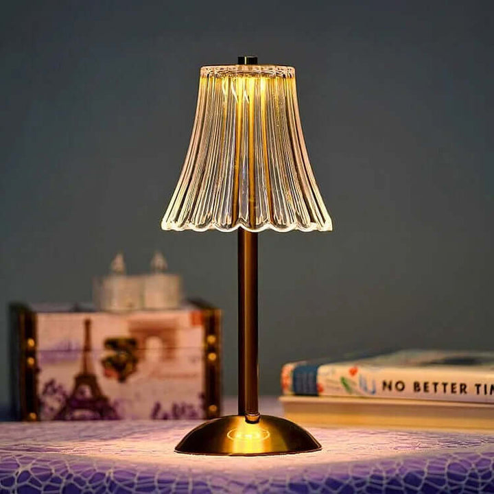Ledningsfri krystalmetal bordlampe