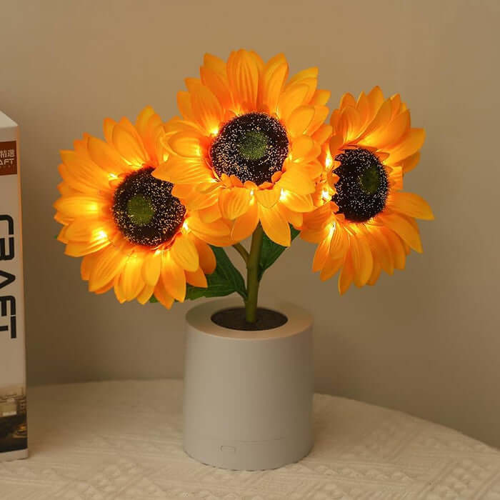 LED Solsikke Lampe - Batteridrevet Bordlampe