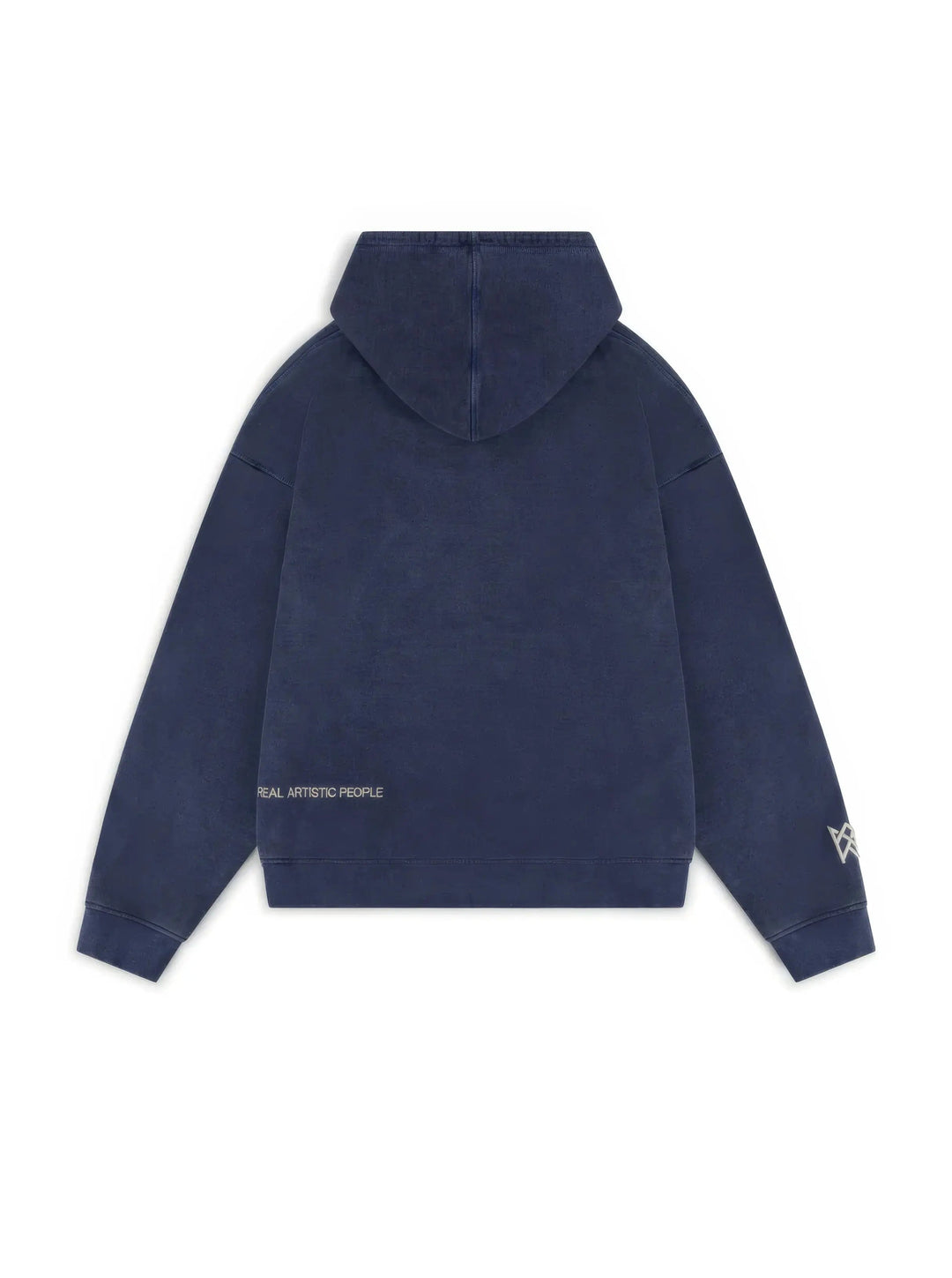 Moderne blå unisex hættetrøje med iøjnefaldende kulturdesign. En afslappet og komfortabel hoodie til streetwear.