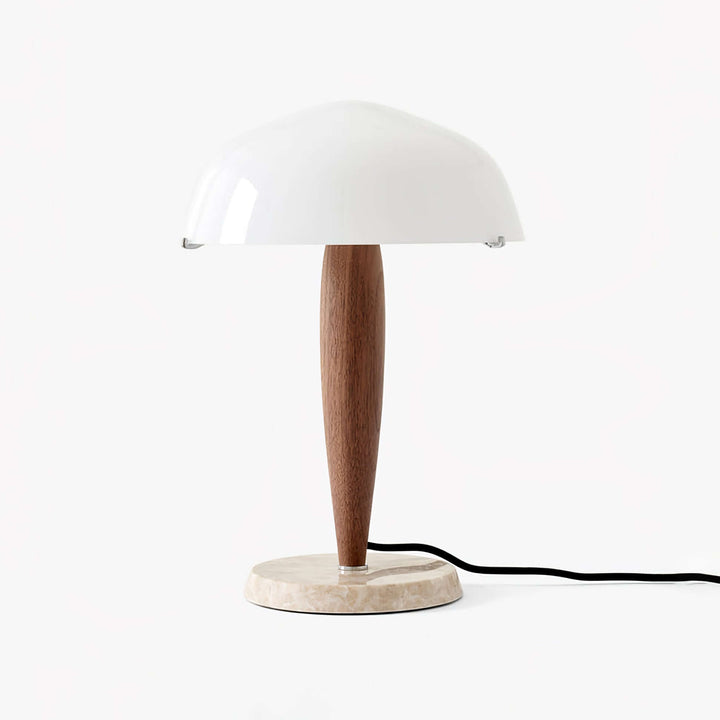 Elegant Bordlampe i Valnød & Marmor