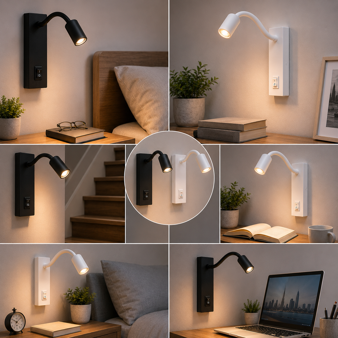 LED Flex Væglampe Sort | Justerbar Retning