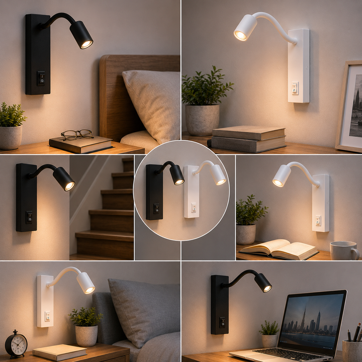 LED Flex Væglampe Sort | Justerbar Retning
