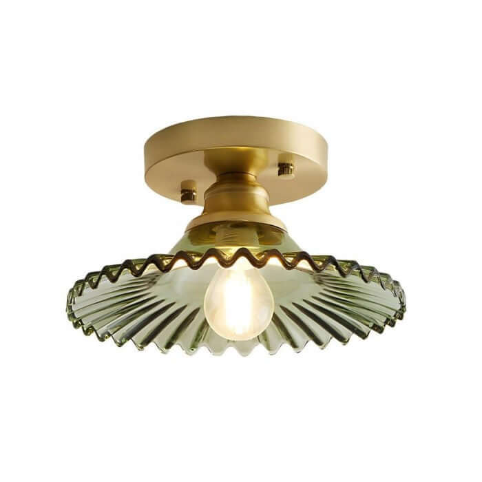 Vintage loftslampe i klart glas med rillede kronblade