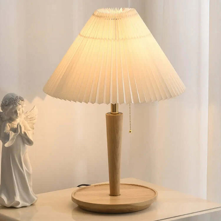Plisseret Træ Bordlampe - Vintage Design