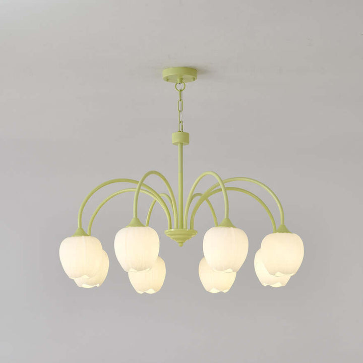 Elegant Matcha Lysekrone i Tulipandesign
