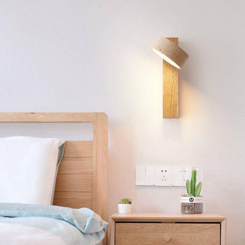 Drejelig Væglampe i Natursten og Træ - LED