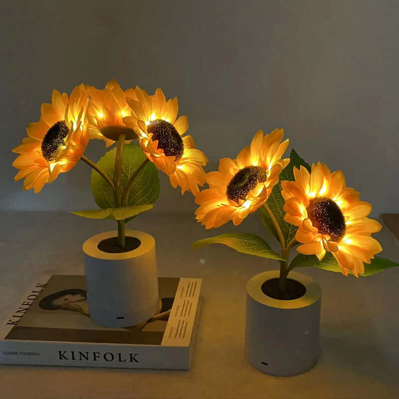LED Solsikke Lampe - Batteridrevet Bordlampe