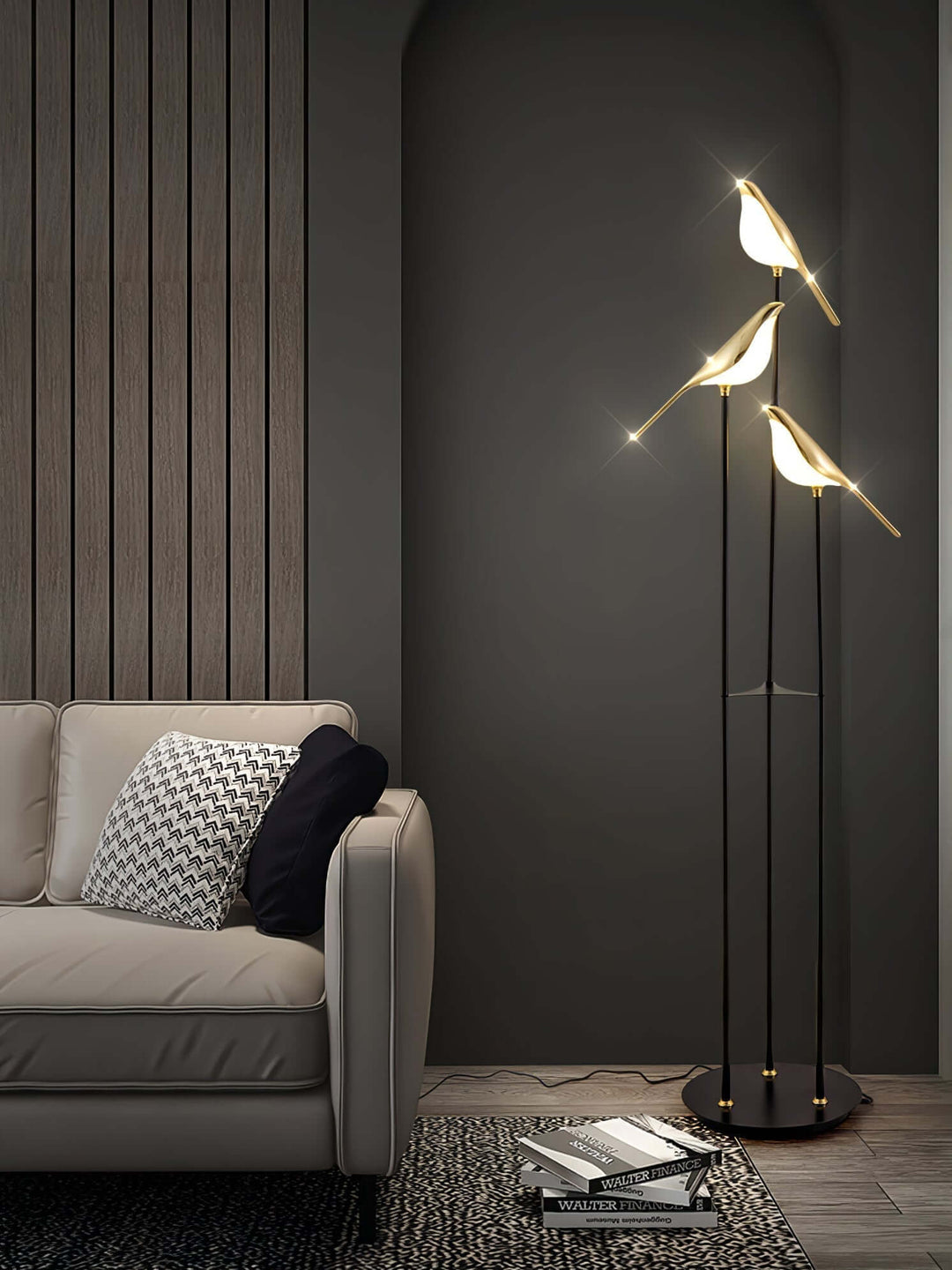 Elegant Gulvlampe med Fuglemotiv