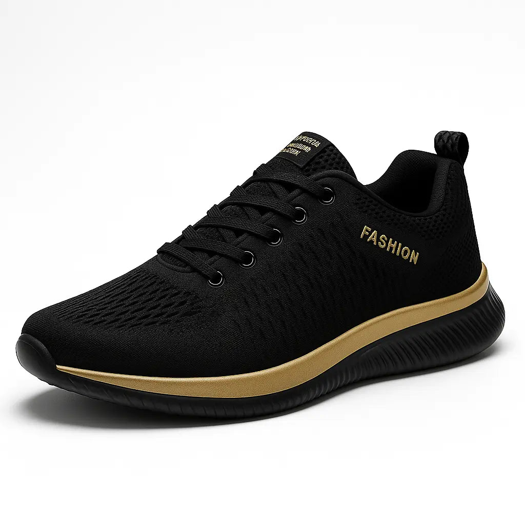 Profil af ortopædisk dame sneaker, fremhæver stødabsorbering og svangstøtte for smertefri løb og gang.
