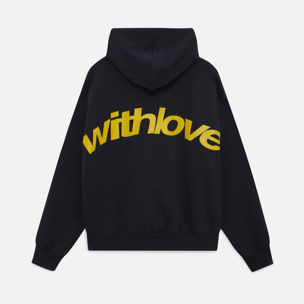 Afslappet oversized sweatshirt til damer med 'With Love'-tekstprint, lavet af blødt, åndbart materiale.
