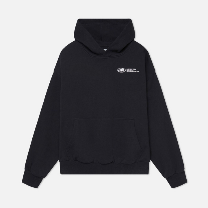 Trendy damehoodie med stort 'With Love'-print, oversized pasform for et afslappet, moderne udtryk.