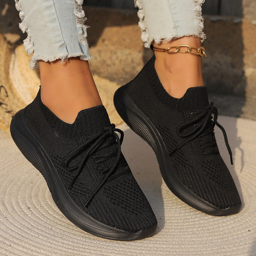 "Dame sneakers med åndbar strik og skridsikker sål, stilfuldt design, elastisk pasform for komfortabel brug."