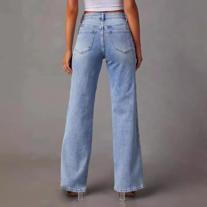Komfortable wide leg jeans til kvinder, perfekt som hverdagsjeans med afslappet pasform.