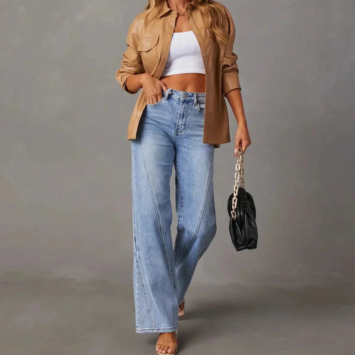 Løstsiddende dame wide leg jeans i blød denim, ideel for et komfortabelt og stilfuldt hverdagslook.