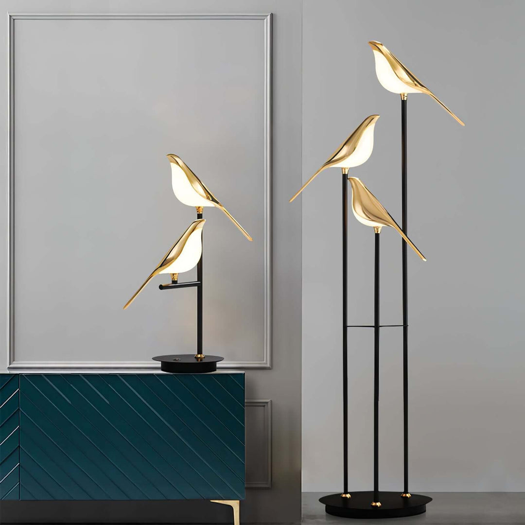 Elegant Gulvlampe med Fuglemotiv