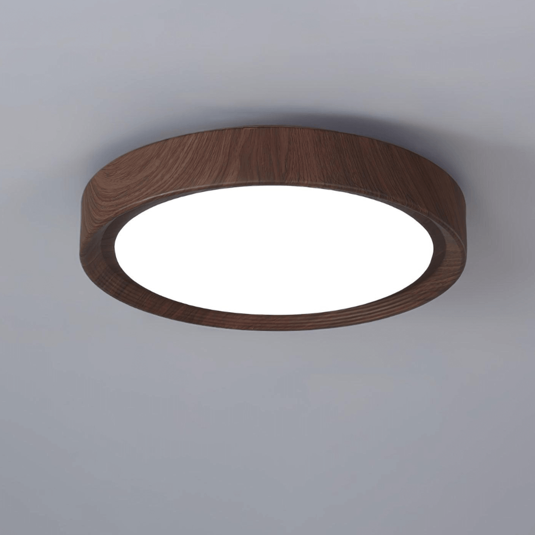 Rund LED Loftslampe med Træeffekt